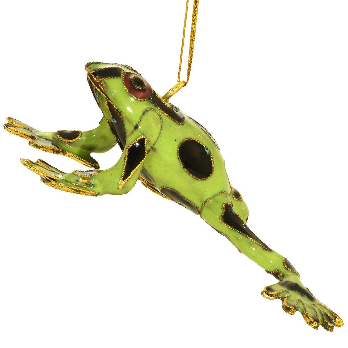 Cloisonne Green Frog Ornament