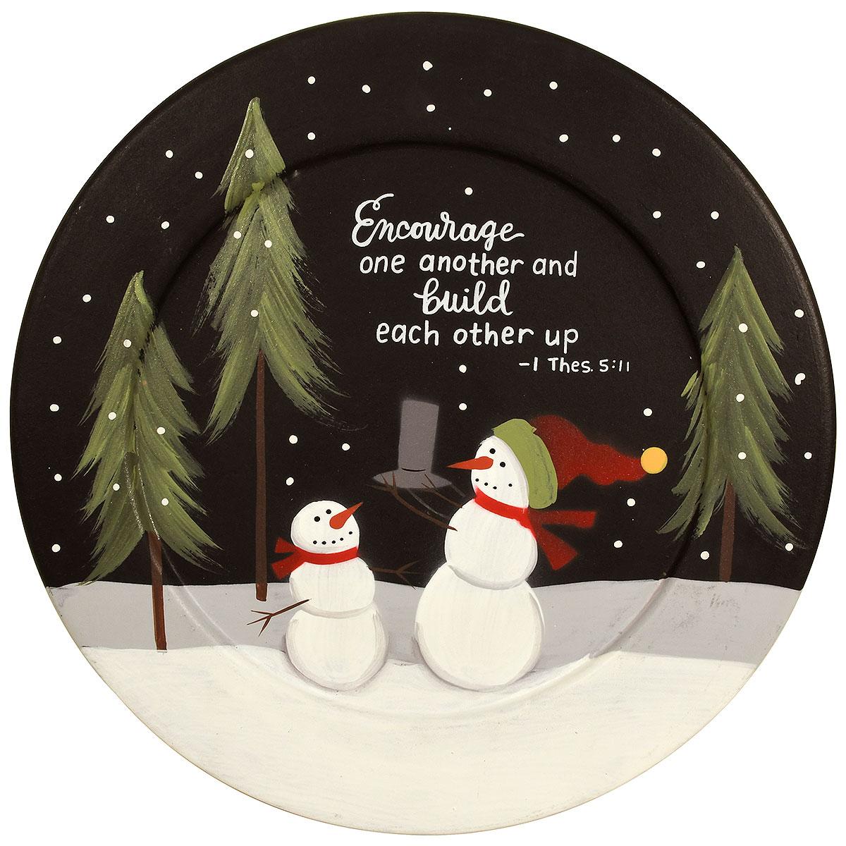 Encourage One Another Snowman Plate Décor