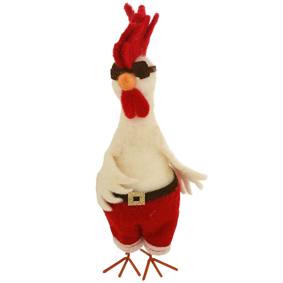 Santa Chicken Felt Ornament