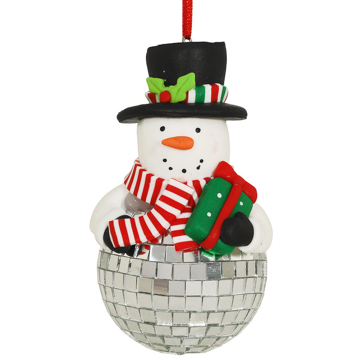 Snowman Mirrored Ball Ornament