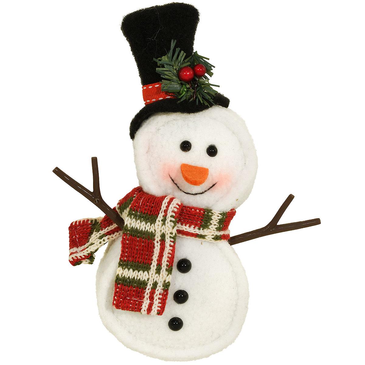 Snowman With Scarf And Top Hat Orn