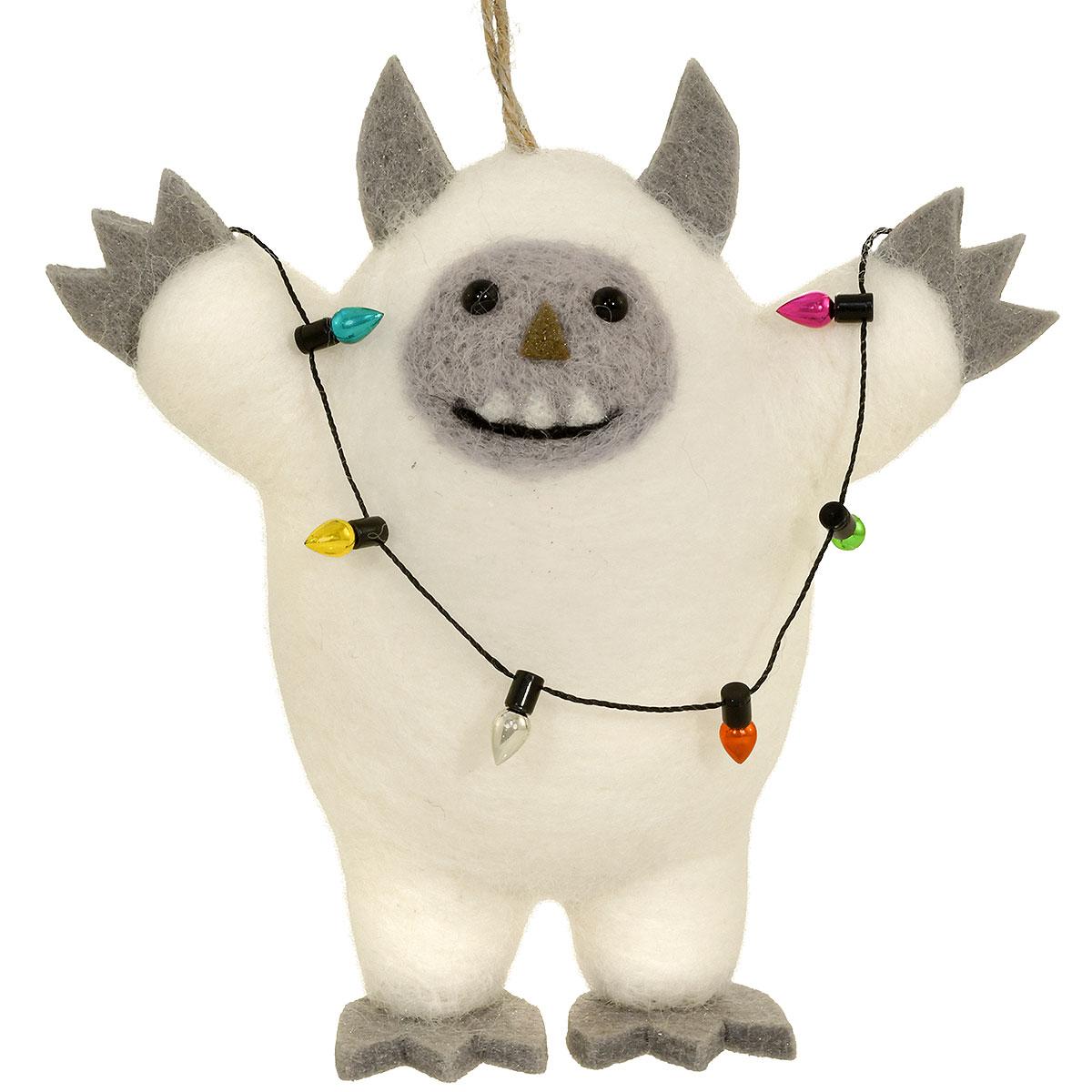 Felted Yeti With Lights Ornament