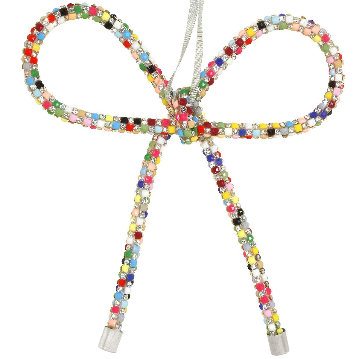 Multi Color Beaded Bow Ornament
