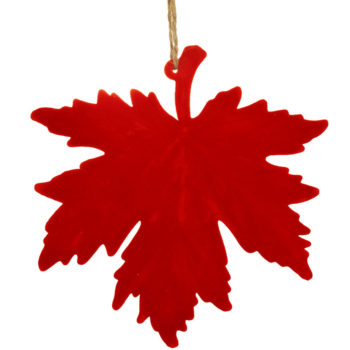 Flocked Red Maple Leaf Ornament