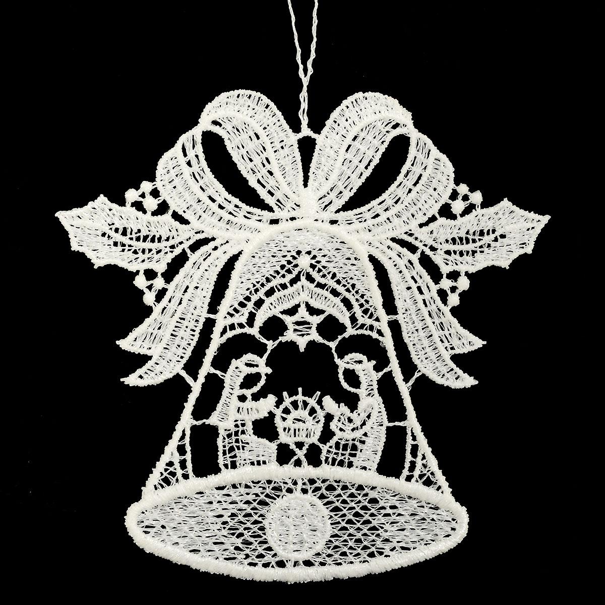 Bell And Nativity Lace Ornament