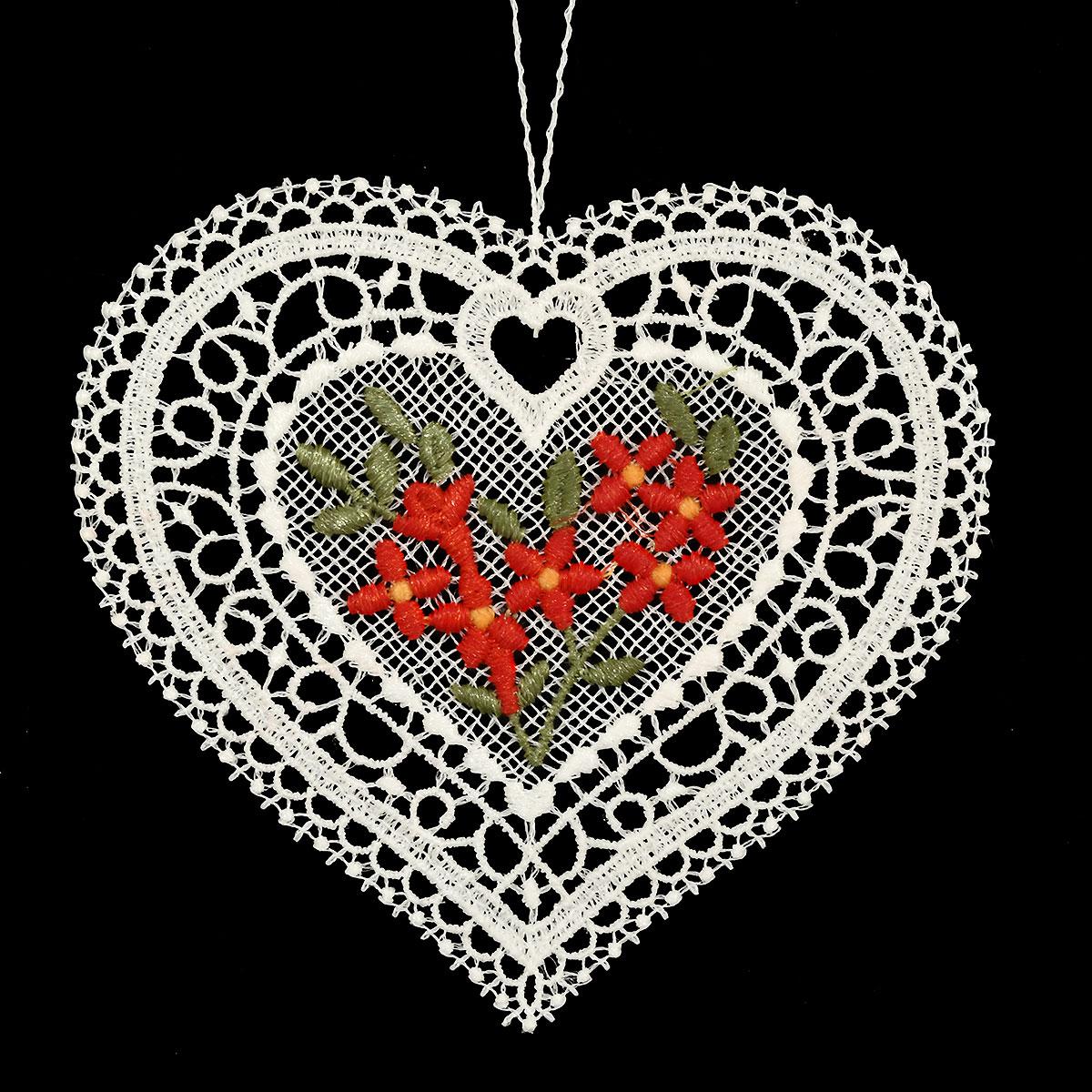 Heart Alpine Rose Lace Ornament