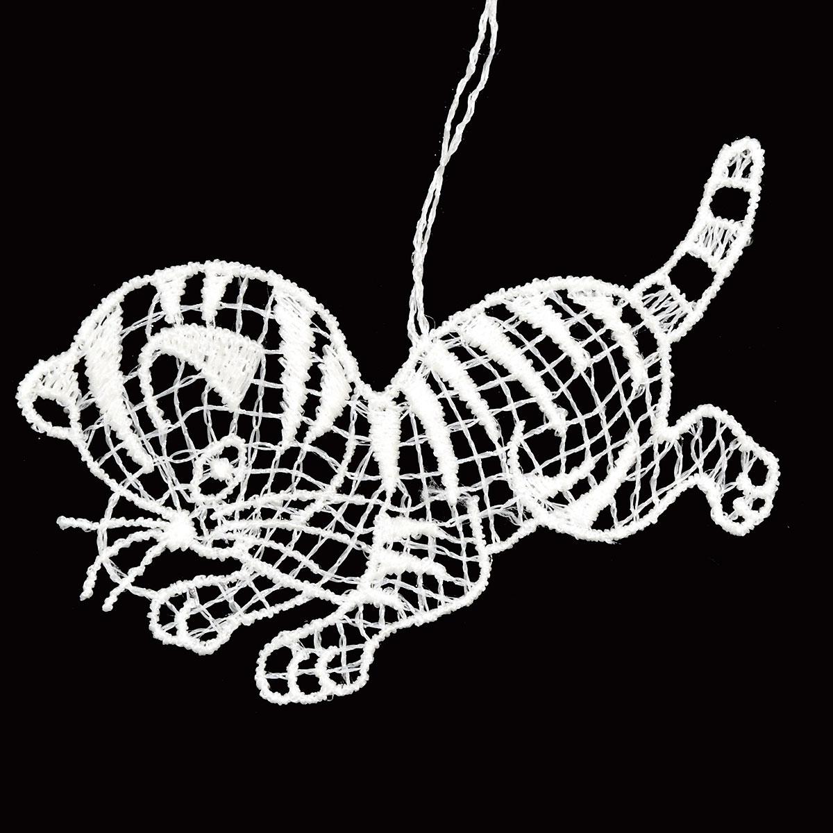 Kitten Jumping Lace Ornament