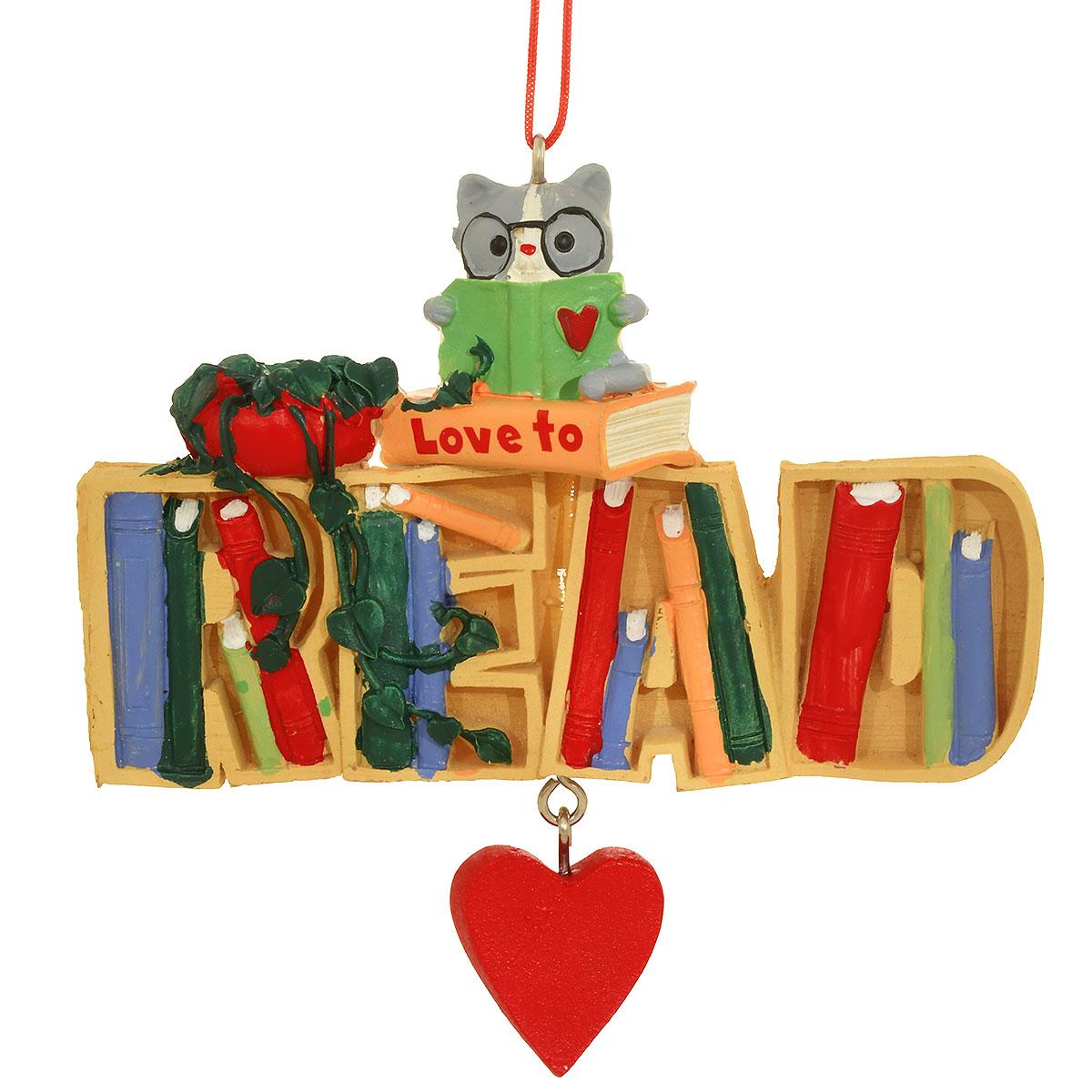 Love To Read Book Ornament Heart
