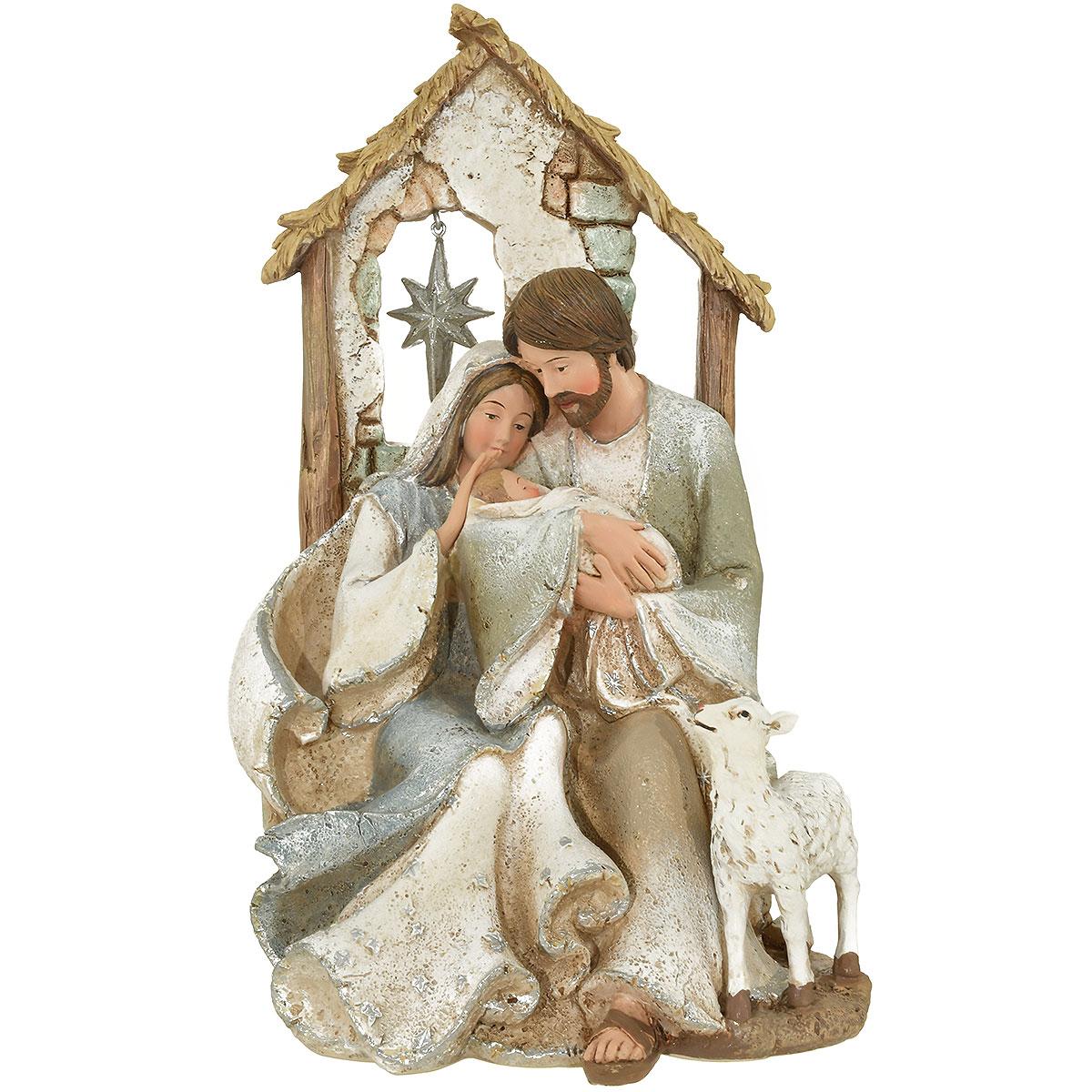 Holy Family With Stable 9 Inch Figure