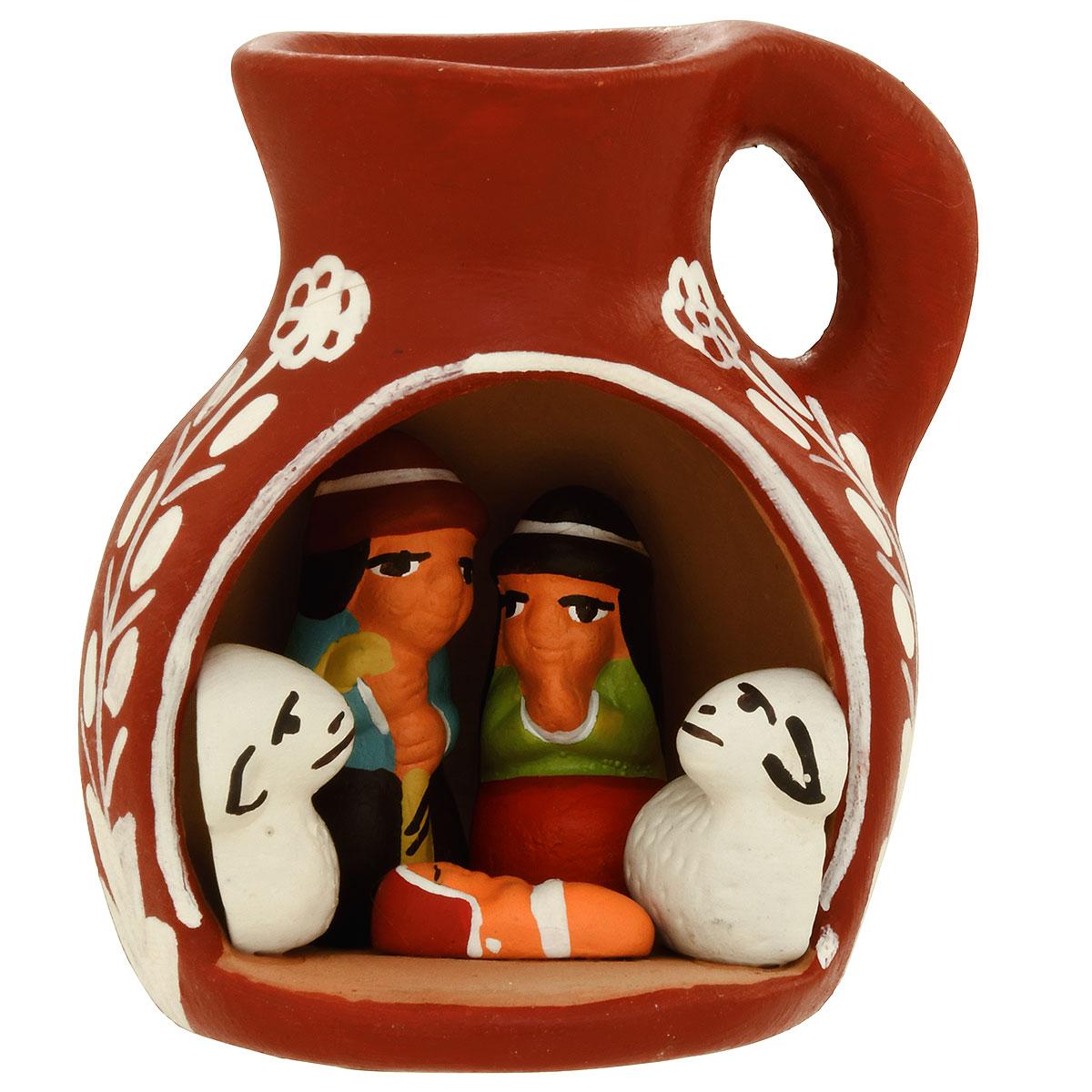 Peruvian Nativity Scene Clay Pot