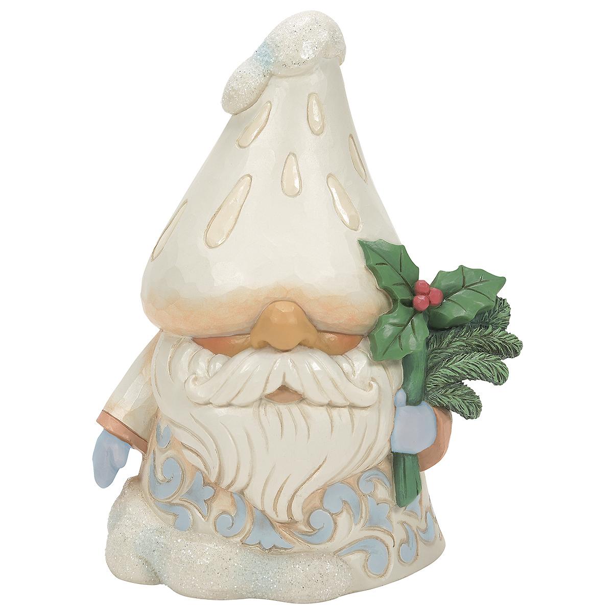 White Woodland Gnome With Mushroom Hat Jim Shore Figure
