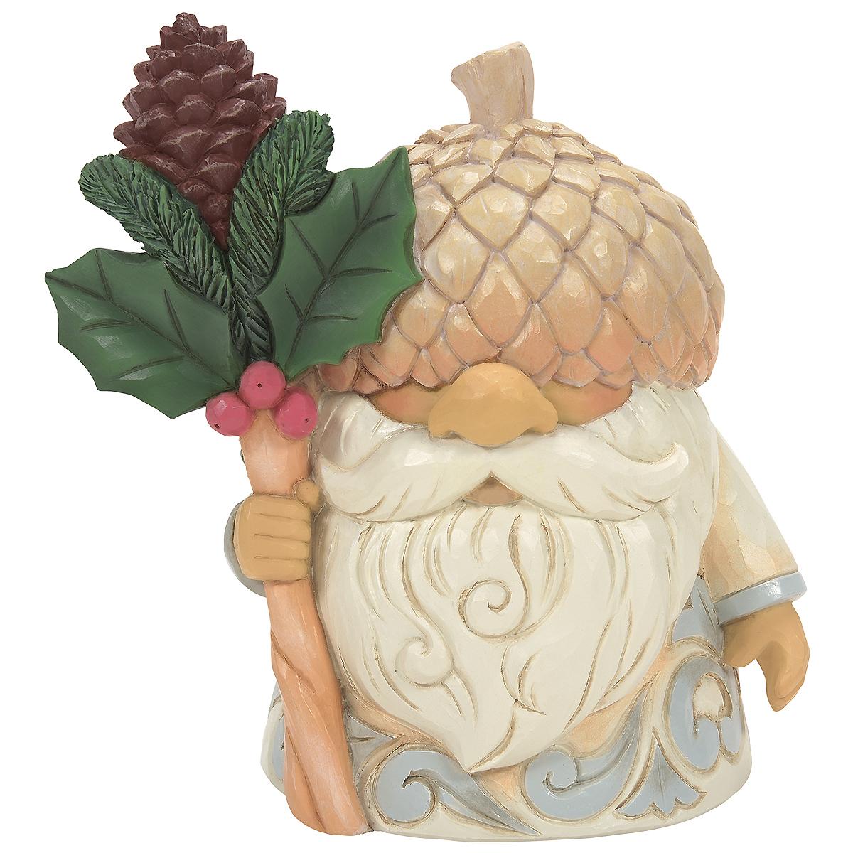 White Woodland Gnome With Acorn Hat Jim Shore Figure