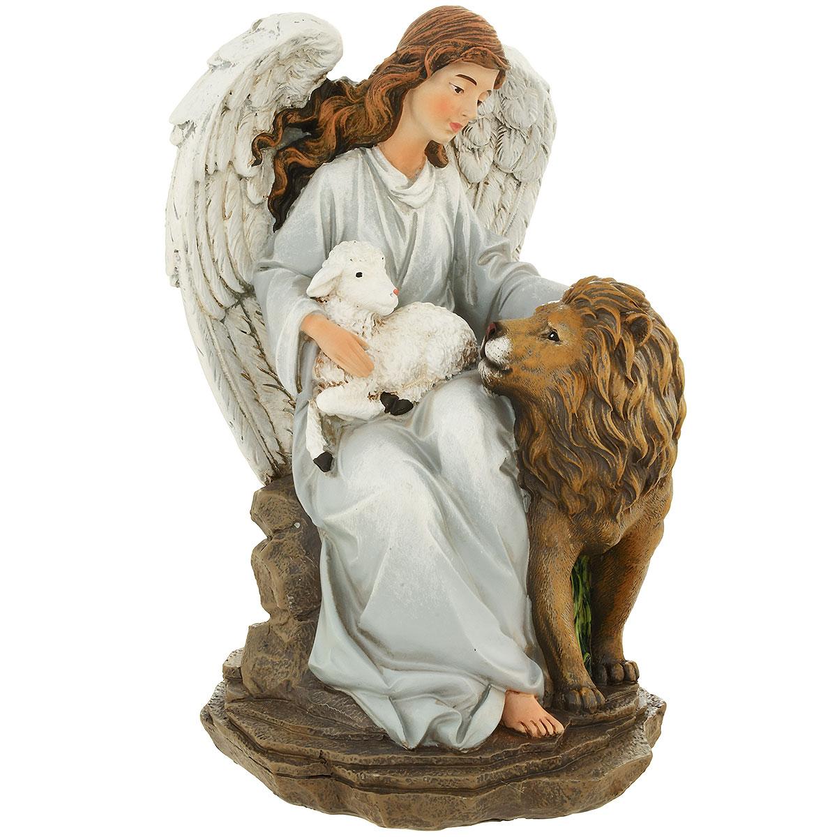 Angel With Lion And Lamb Figure