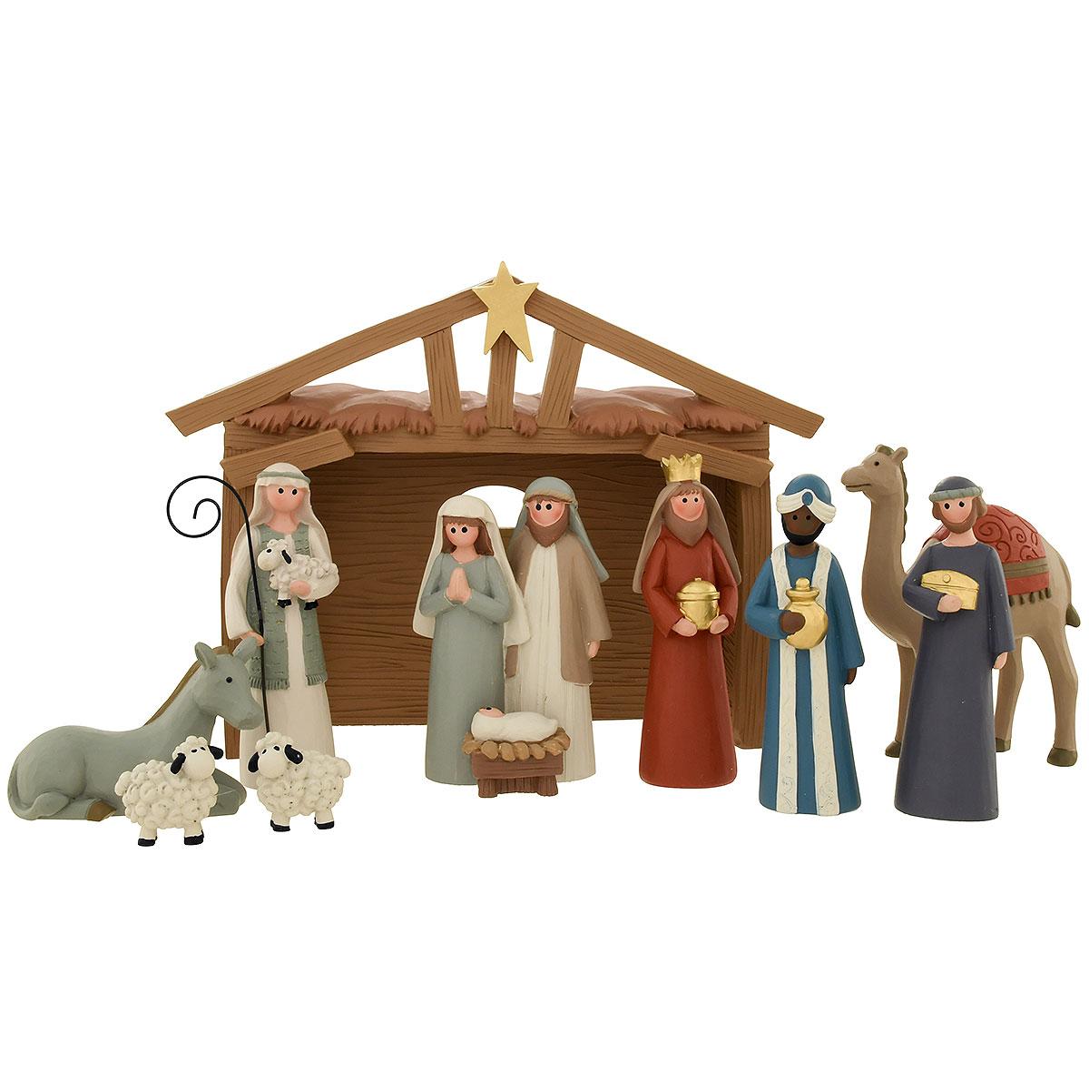 Nativity Scene With Creche 10 Piece
