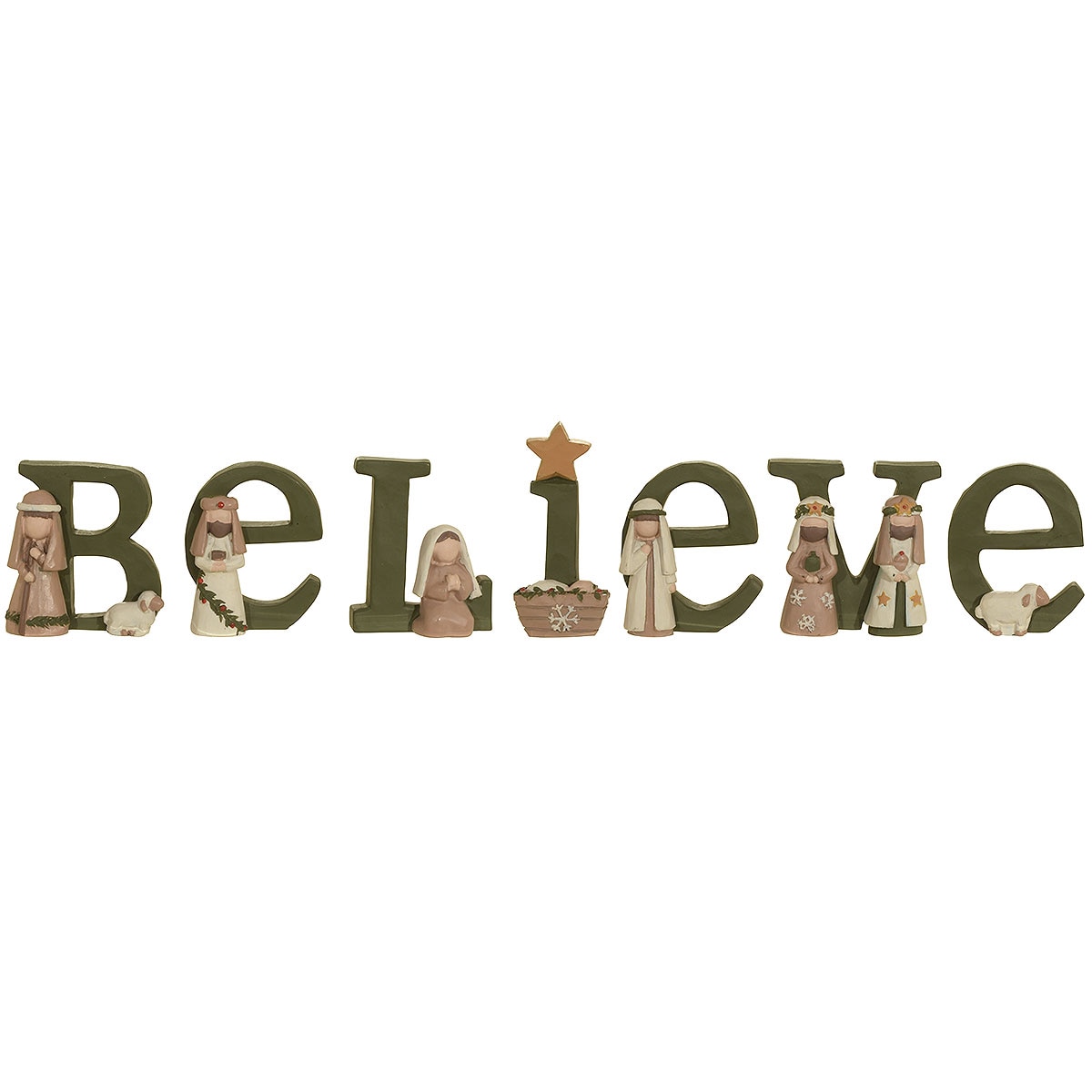Believe Green Nativity Set Of 7