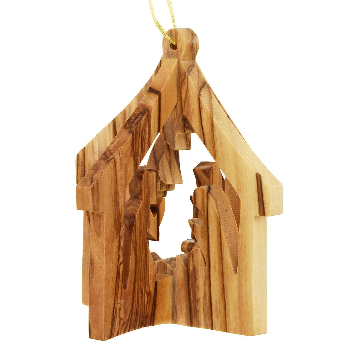 3-D Stable With Nativity Olive Wood