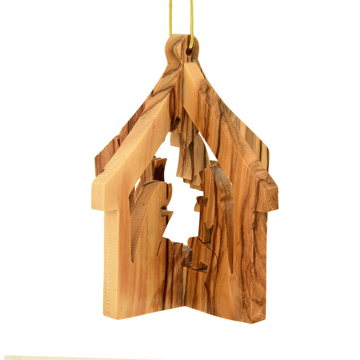 3-D Stable With Nativity Olive Wood