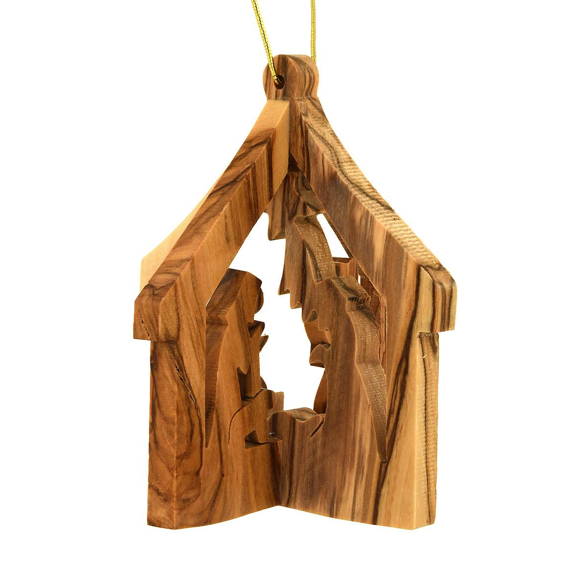 3-D Stable With Nativity Olive Wood