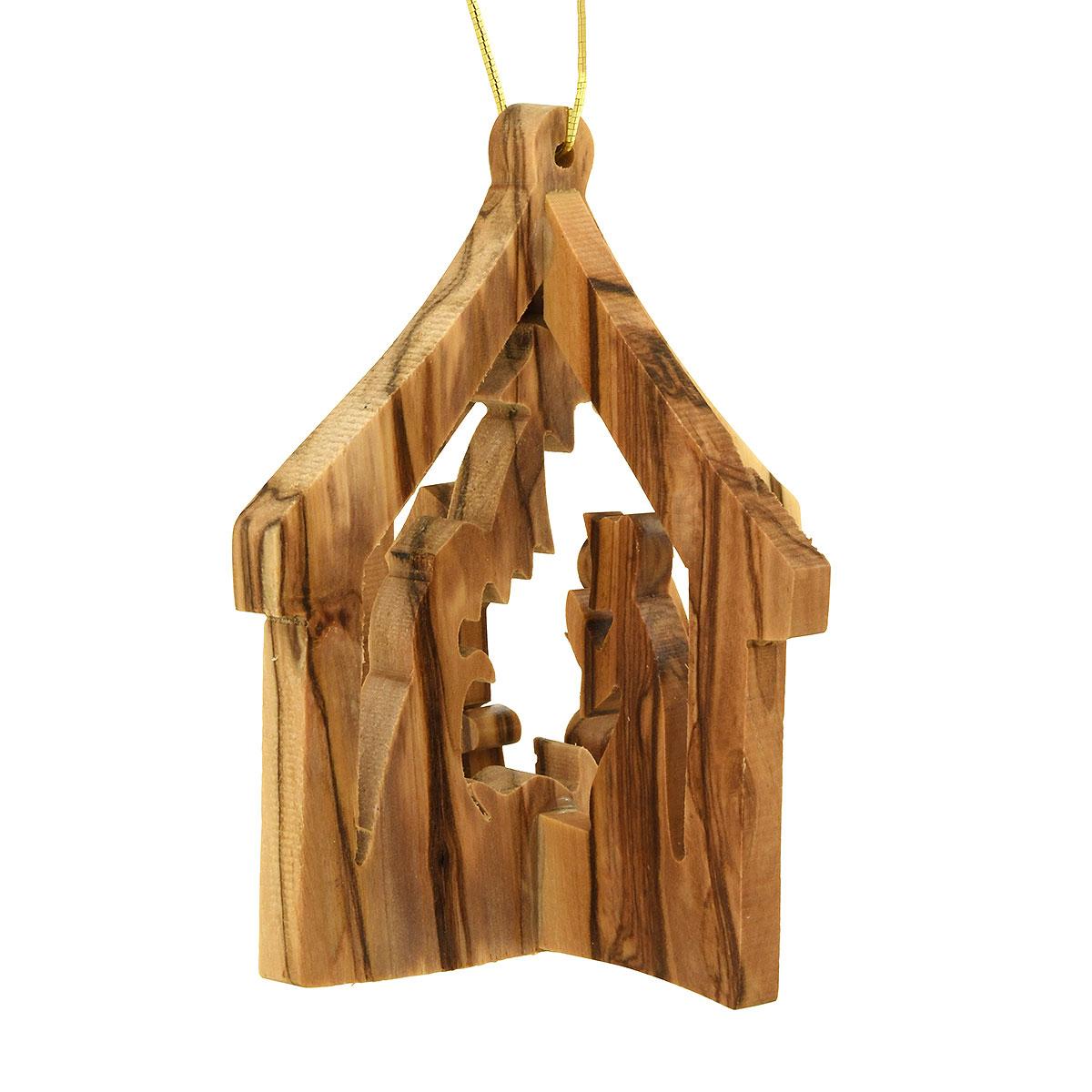 3-D Stable With Nativity Olive Wood