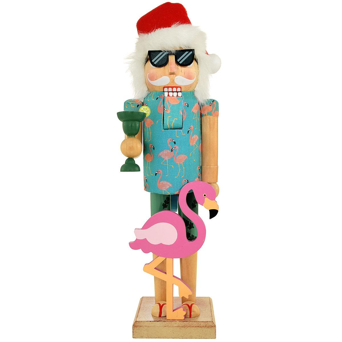 Flamingo Claus Nutcracker, 14”