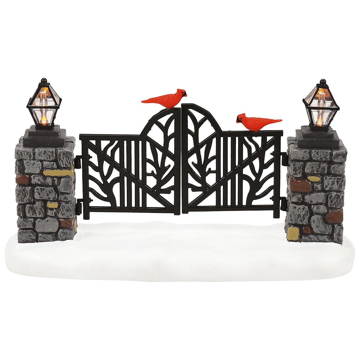 Cardinal Lit Christmas Gate