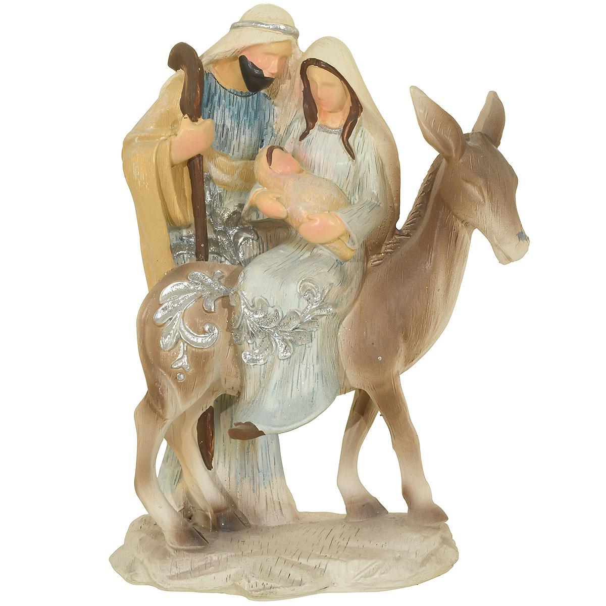 Holy Family On Donkey Resin Figure