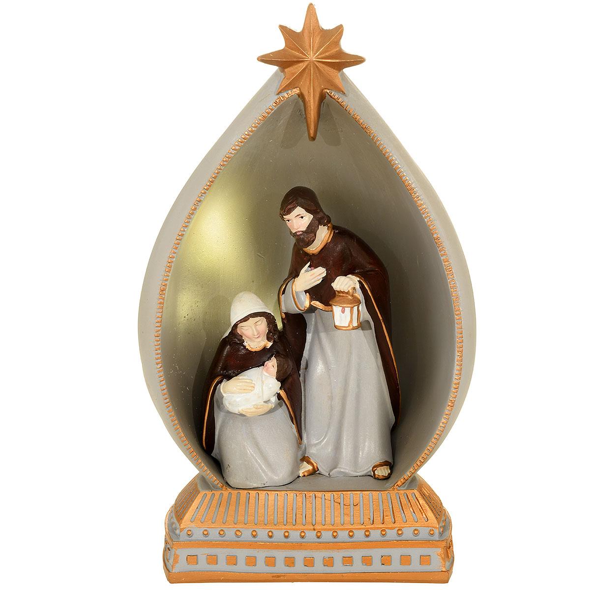 Holy Family In Lighted Creche
