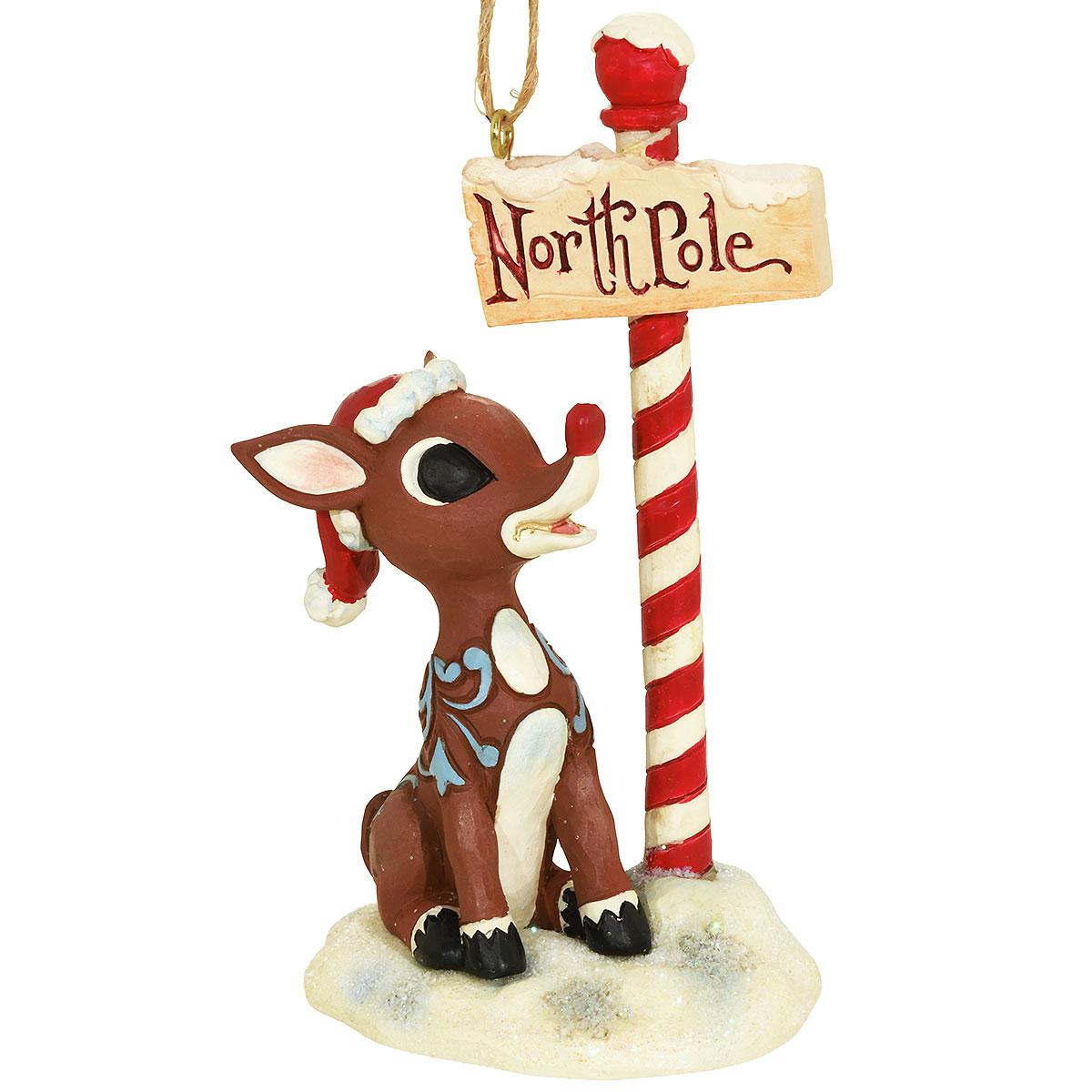 Rudolf By North Pole Sign Jim Shore Ornament