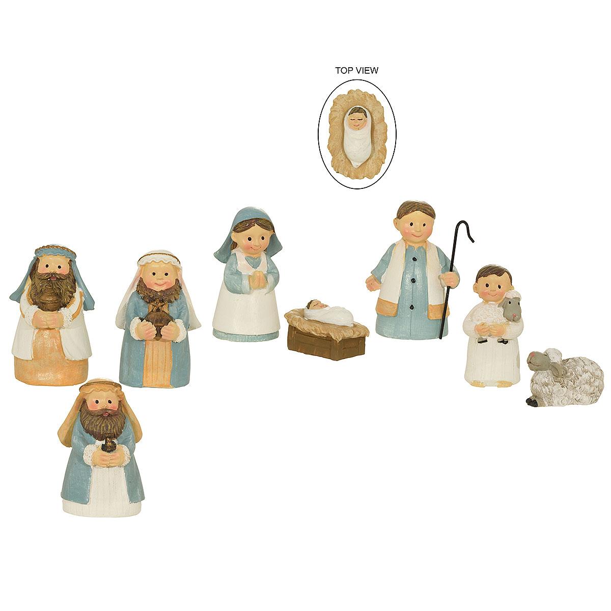 Blue Kid Nativity 8 Piece