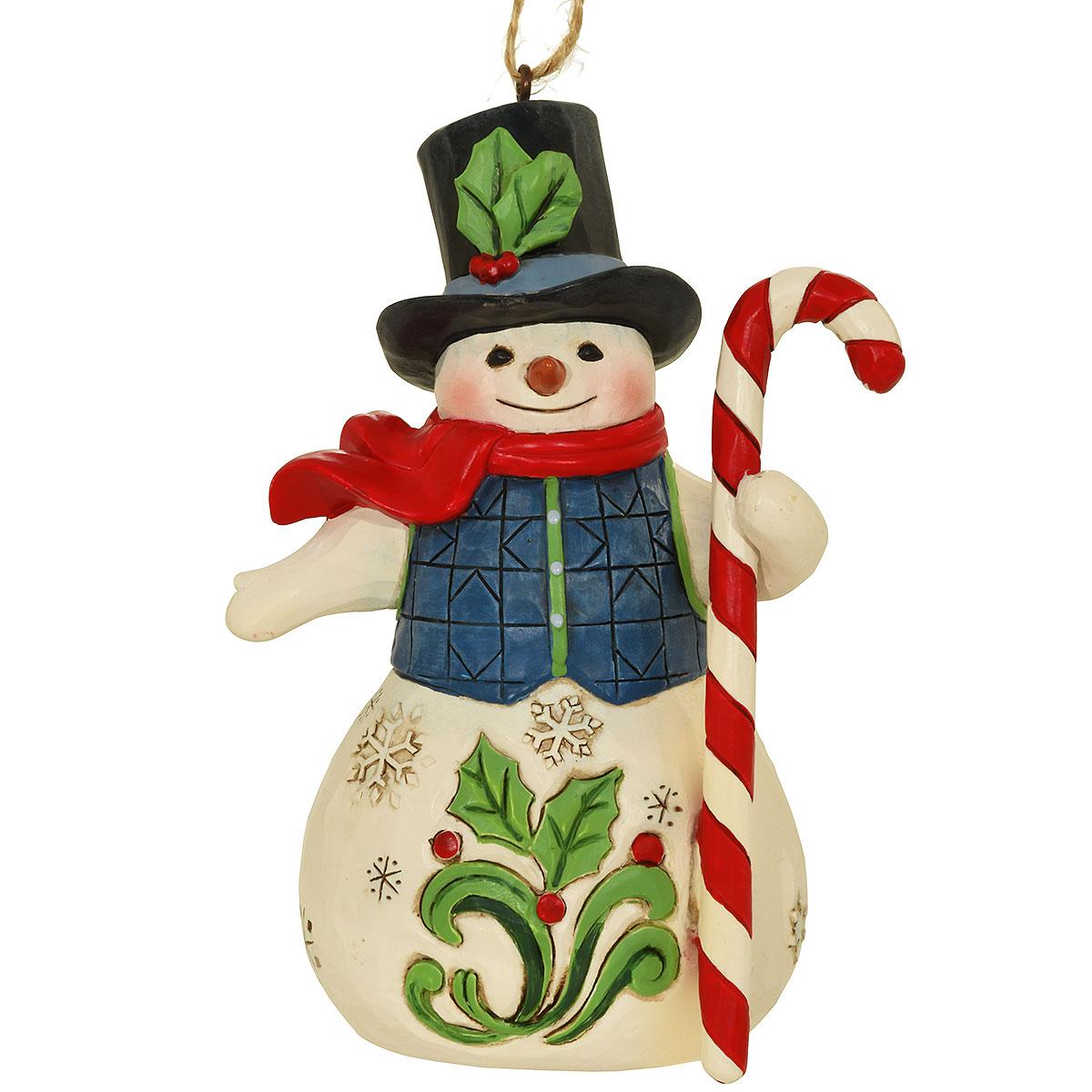 Snowman With Candy Cane Jim Shore