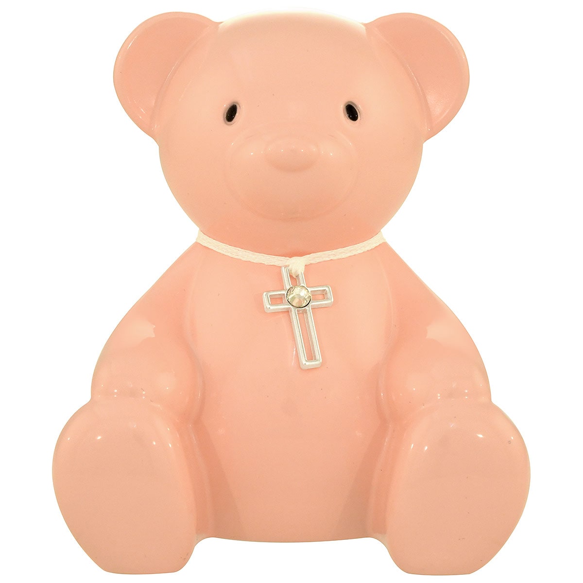 Pink Bear Bank With Cross Charm