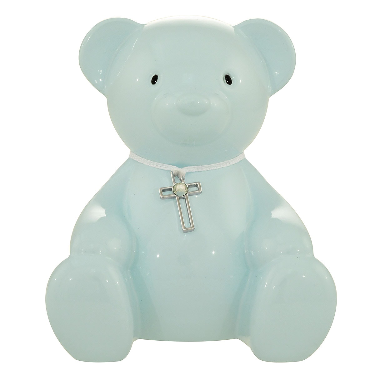 Blue Bear Bank With Cross Charm
