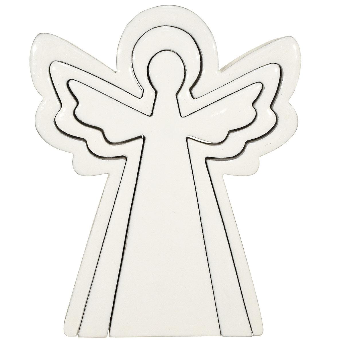 Nesting Angel White Enamel Wood Set