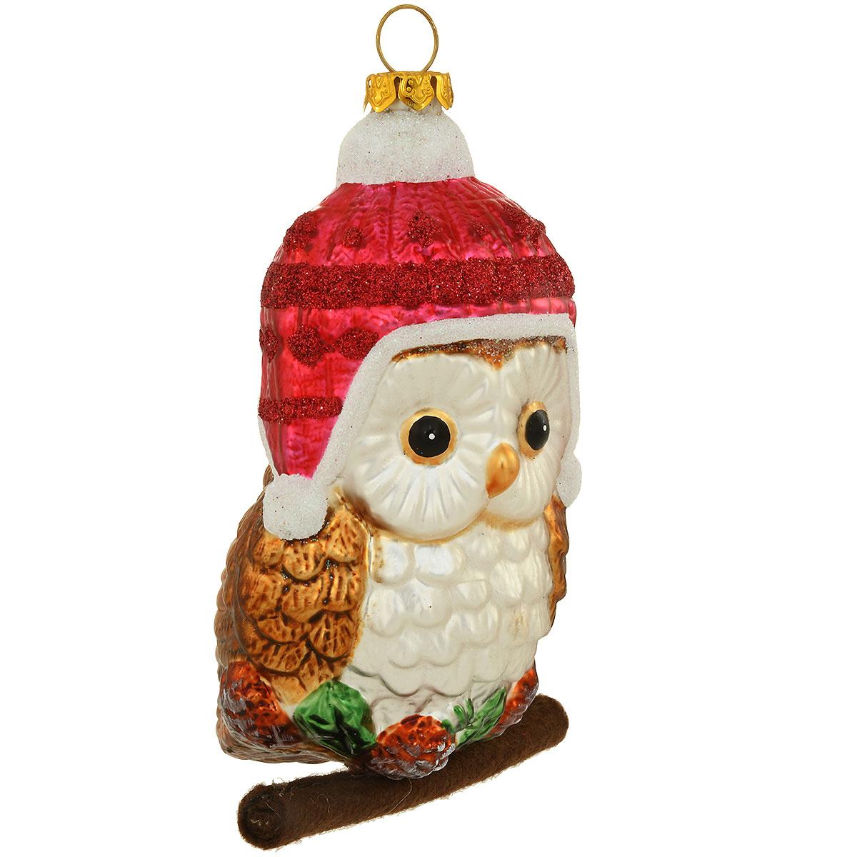 Owl With Hat Glass Ornament