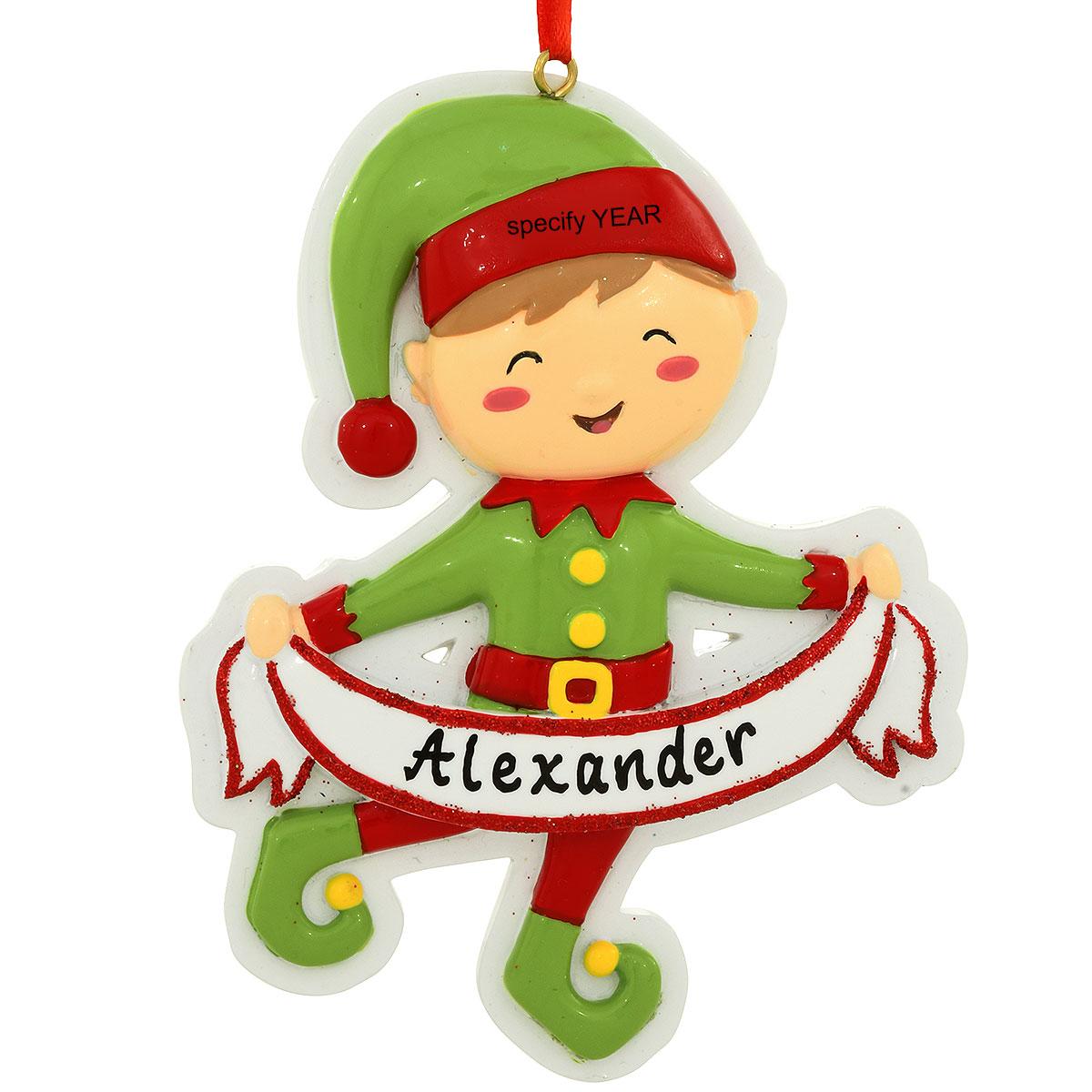 Personalized Boy Elf Ornament