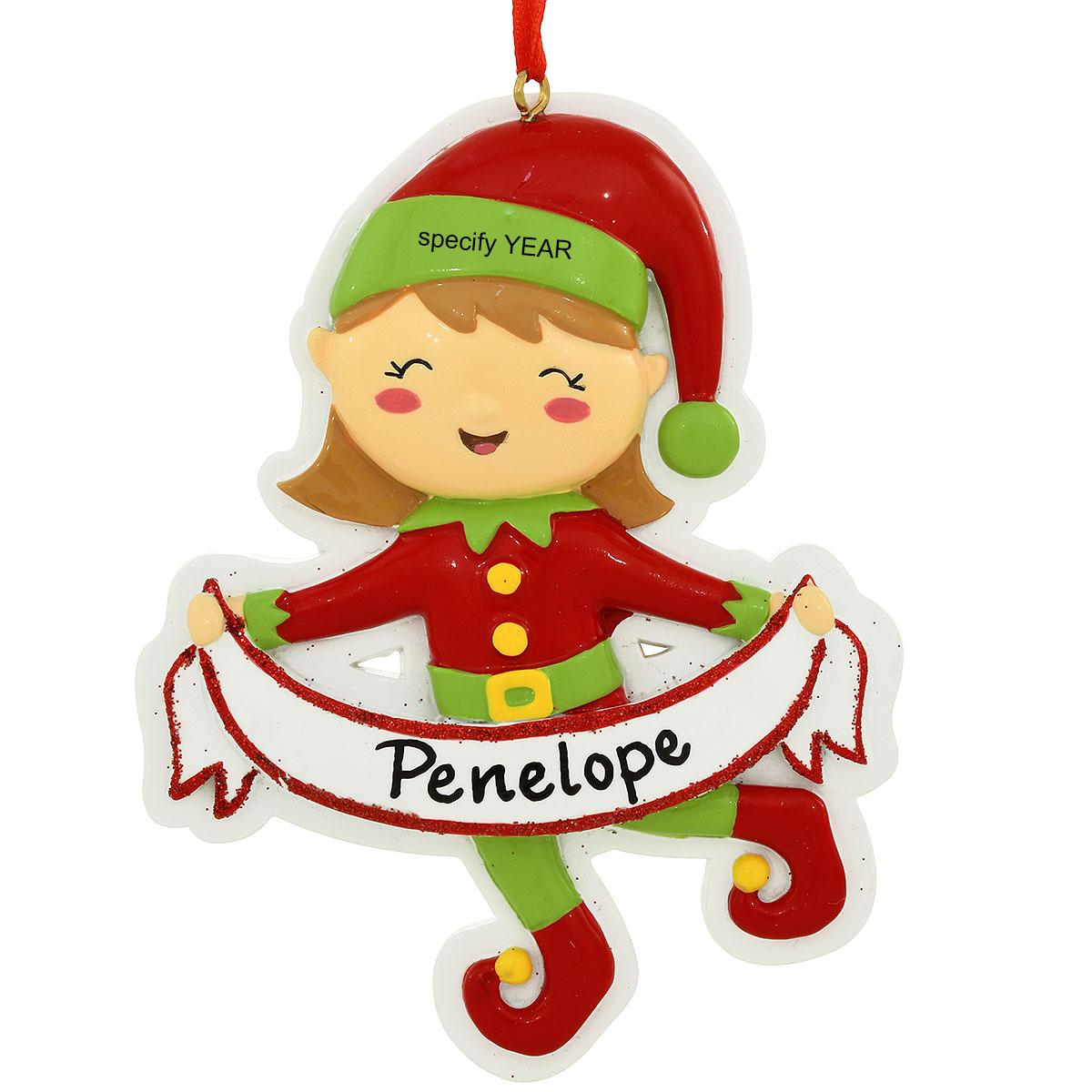 Personalized Girl Elf Ornament