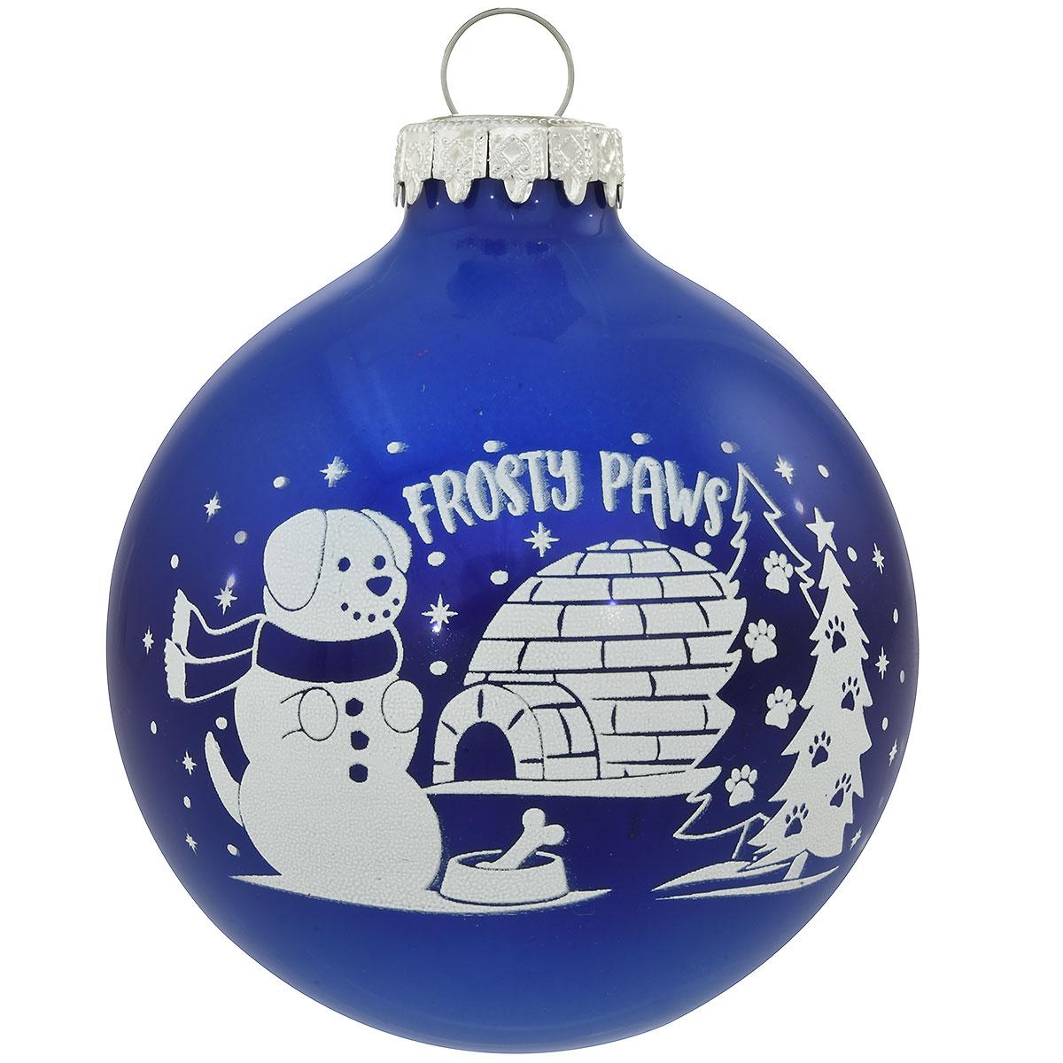 Frosty Paws Glass Ornament