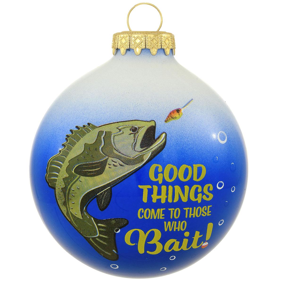Gone Fishing Bass Figurine Ornament Fisherman Fish Gift Christmas Tree Hanger 