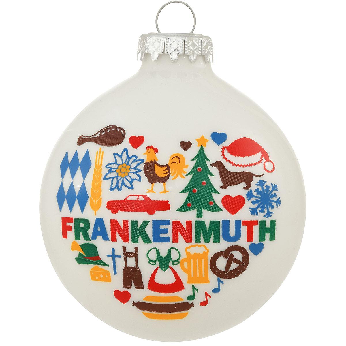 Frankenmuth Icons On Heart Ornament