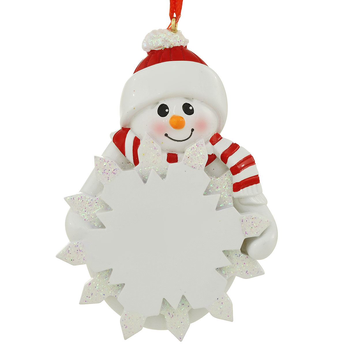 Snowman Holding Snowflake Ornament