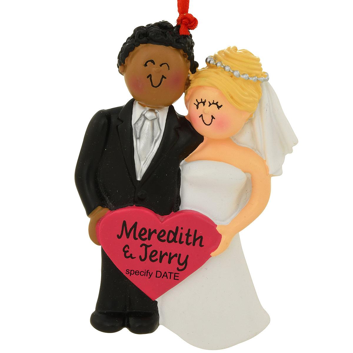 Biracial Wedding Couple Ornament