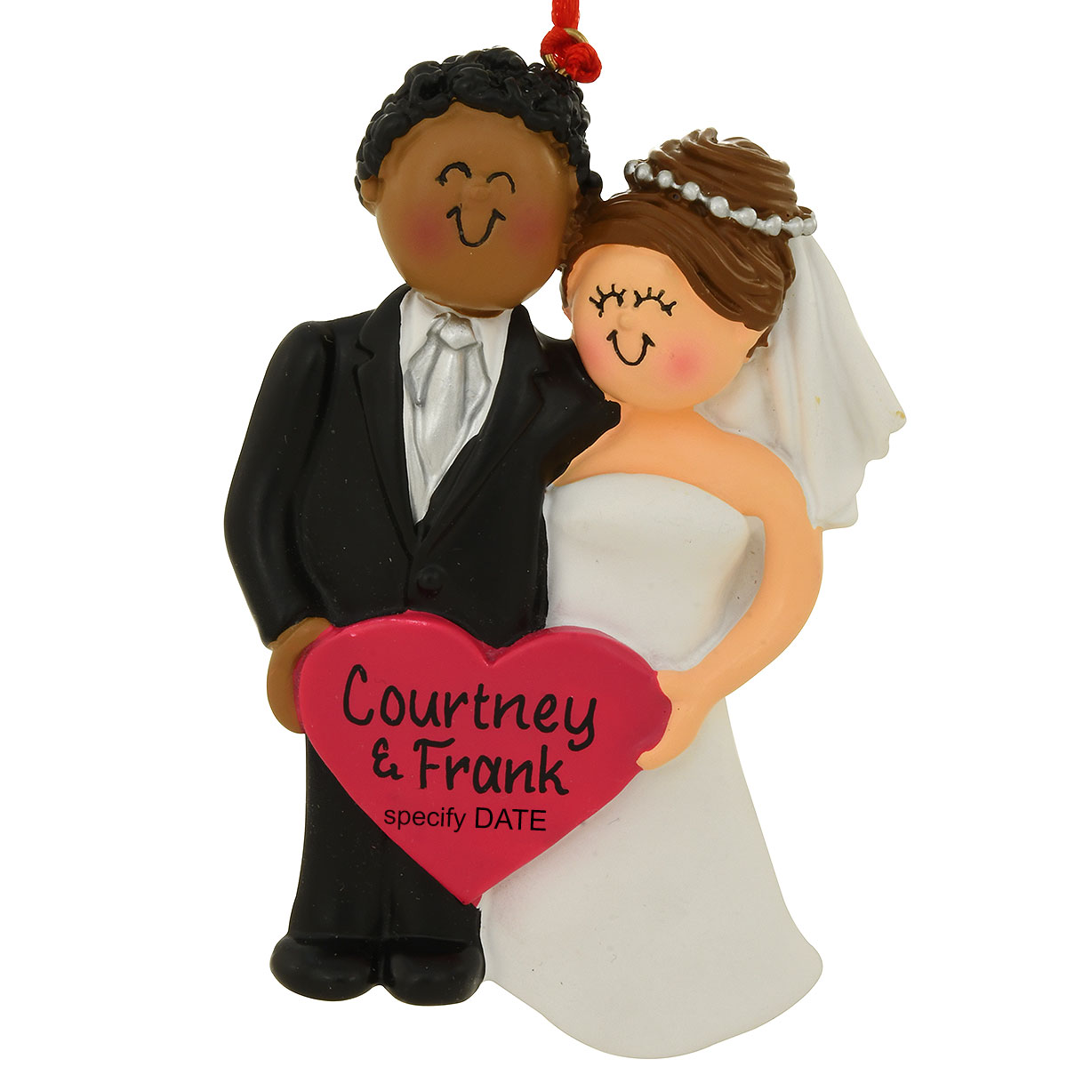 Biracial Wedding Couple Ornament