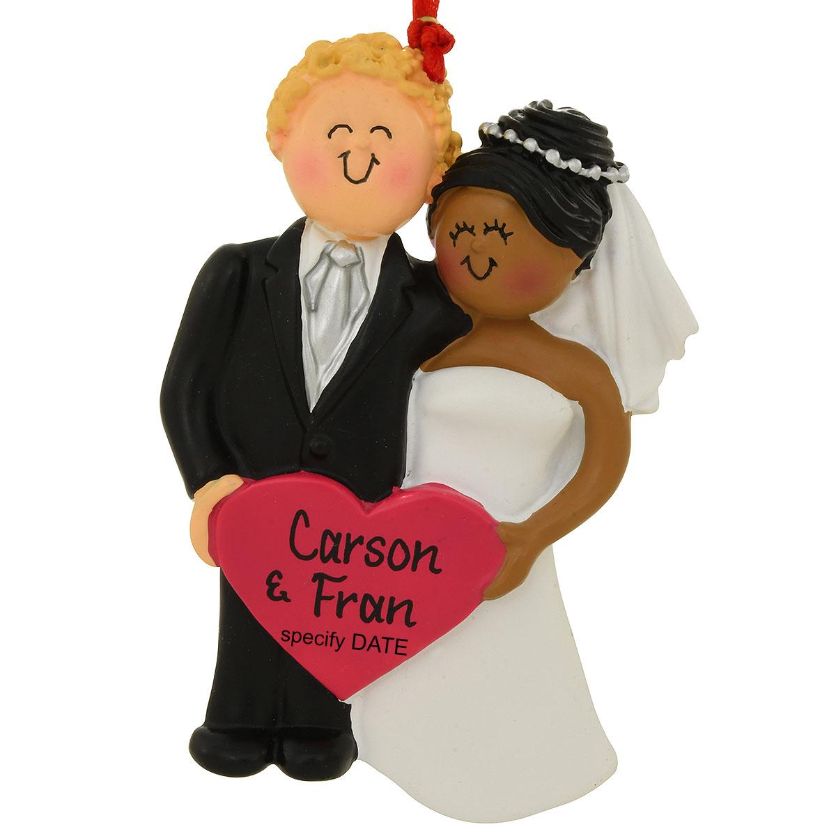 Biracial Wedding Couple Ornament