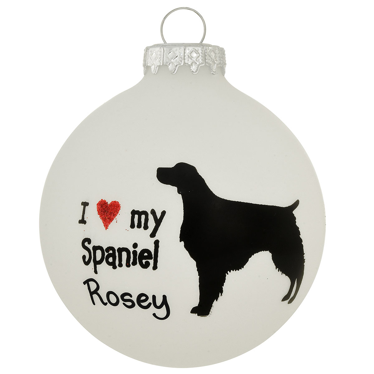 Love My Spaniel Glass Ornament