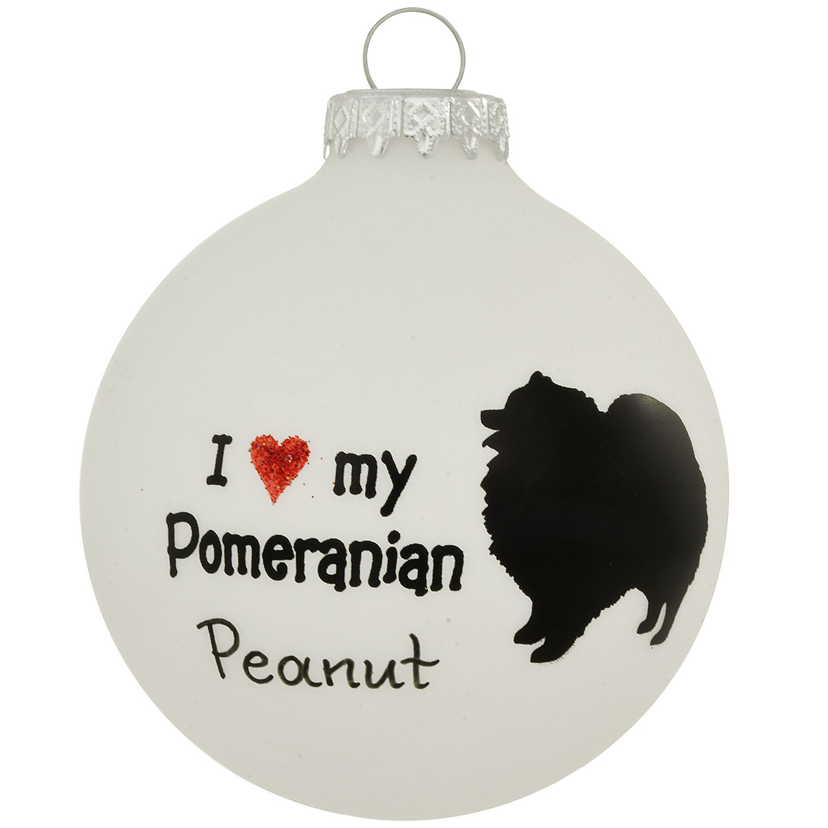 Love My Pomeranian Glass Ornament