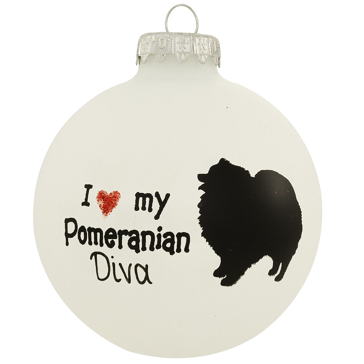 Love My Pomeranian Glass Ornament