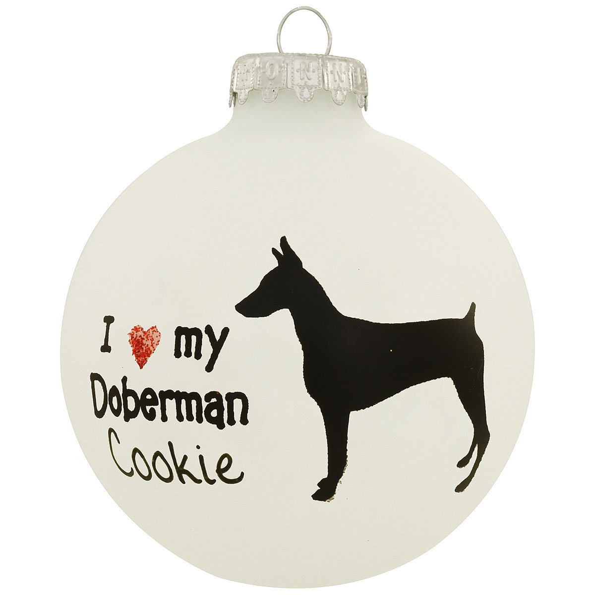 Love My Doberman Glass Ornament