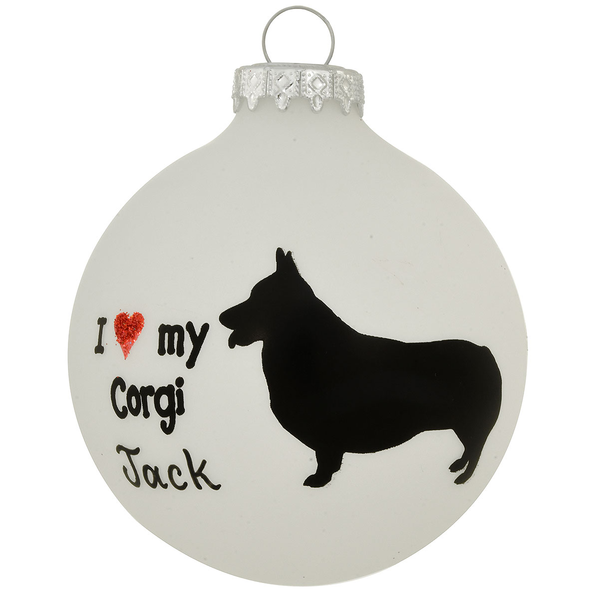 Love My Corgi Glass Ornament