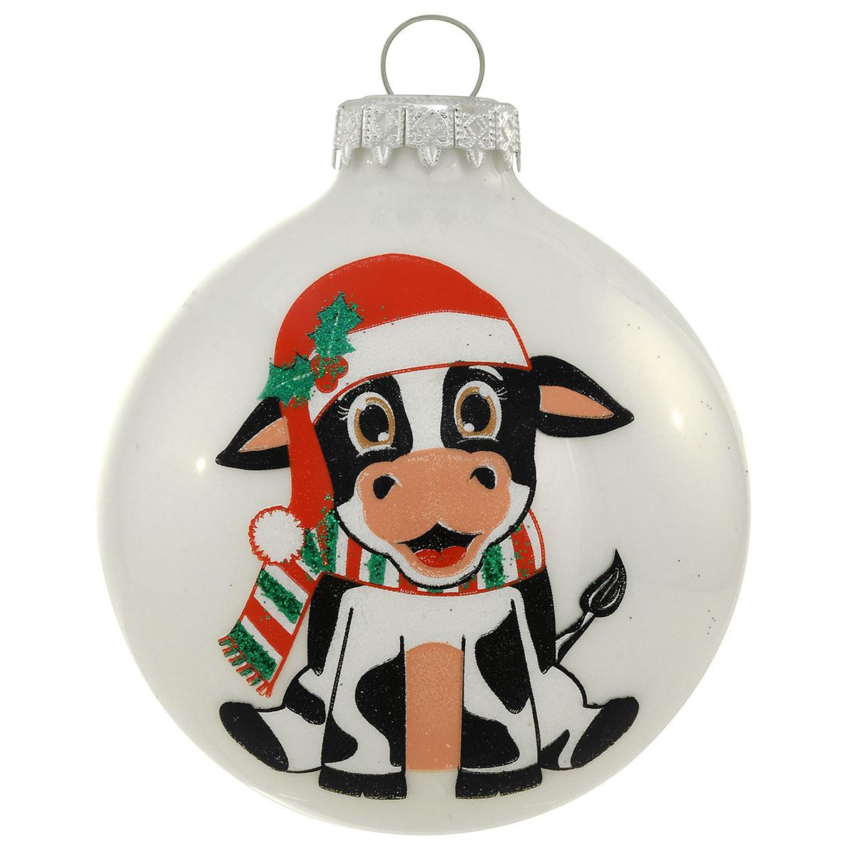 Little Cow Glass Ornament