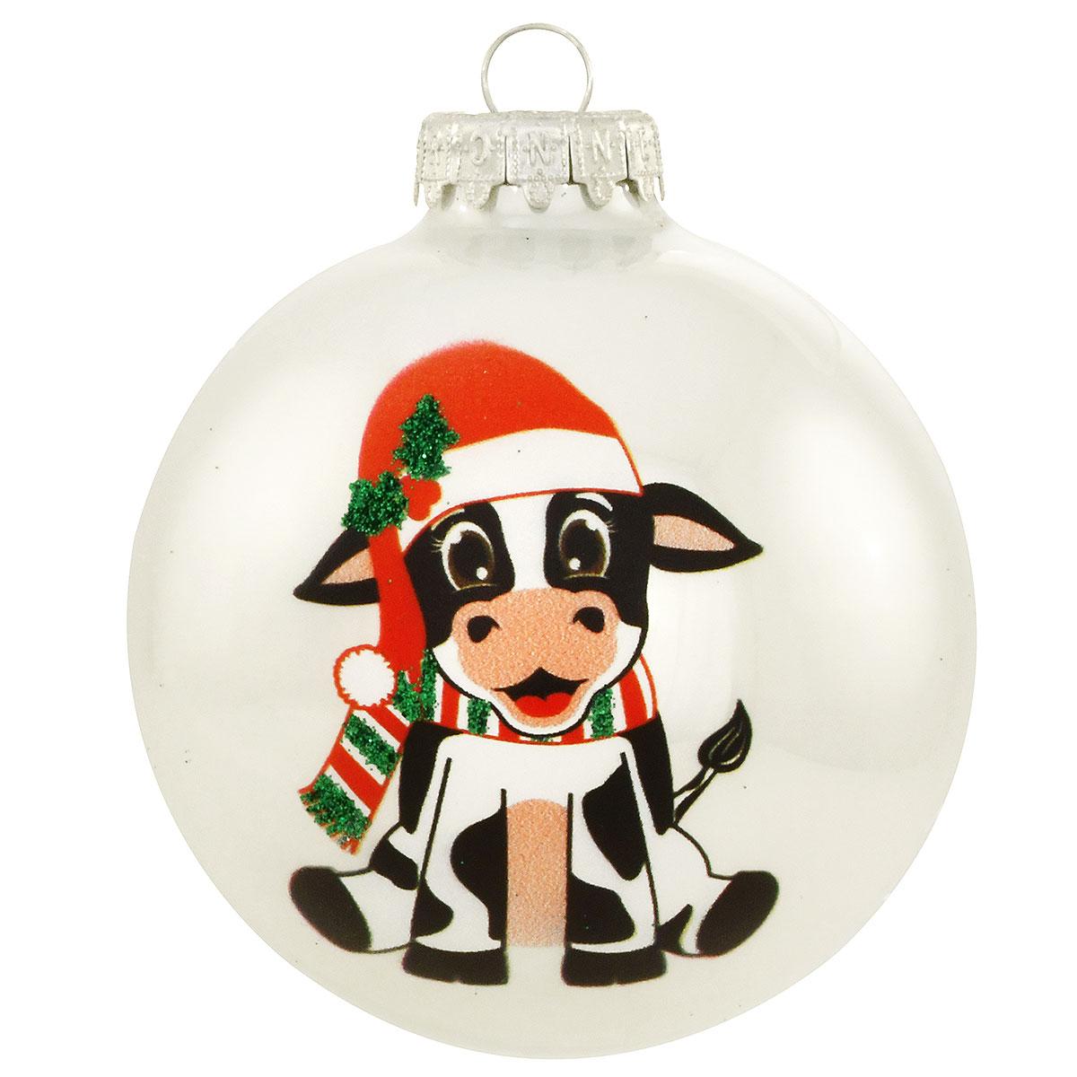 Little Cow Glass Ornament